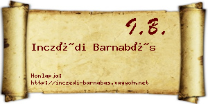 Inczédi Barnabás névjegykártya